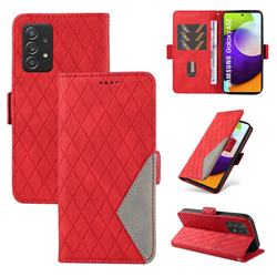 Grid Pattern Splicing Protective Wallet Case Cover for Samsung Galaxy A52 (4G, 5G) - Red