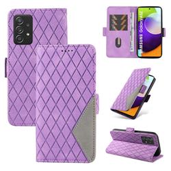 Grid Pattern Splicing Protective Wallet Case Cover for Samsung Galaxy A52 (4G, 5G) - Purple
