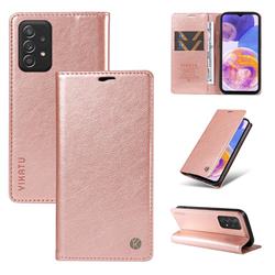 YIKATU Litchi Card Magnetic Automatic Suction Leather Flip Cover for Samsung Galaxy A52 (4G, 5G) - Rose Gold