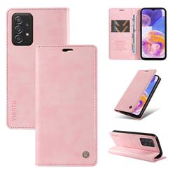 YIKATU Litchi Card Magnetic Automatic Suction Leather Flip Cover for Samsung Galaxy A52 (4G, 5G) - Pink