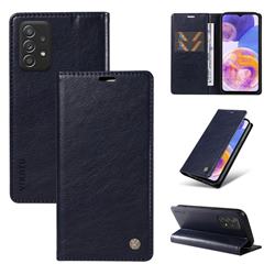 YIKATU Litchi Card Magnetic Automatic Suction Leather Flip Cover for Samsung Galaxy A52 (4G, 5G) - Navy Blue