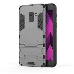 Armor Premium Tactical Grip Kickstand Shockproof Dual Layer Rugged Hard Cover for Samsung Galaxy A8 2018 A530 - Gray