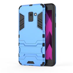 Armor Premium Tactical Grip Kickstand Shockproof Dual Layer Rugged Hard Cover for Samsung Galaxy A8 2018 A530 - Light Blue