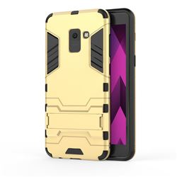 Armor Premium Tactical Grip Kickstand Shockproof Dual Layer Rugged Hard Cover for Samsung Galaxy A8 2018 A530 - Golden