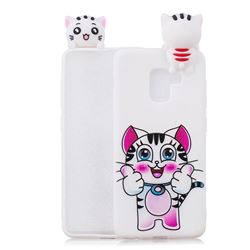 Cute Pink Kitten Soft 3D Climbing Doll Soft Case for Samsung Galaxy A8 2018 A530