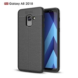 Luxury Auto Focus Litchi Texture Silicone TPU Back Cover for Samsung Galaxy A8 2018 A530 - Black