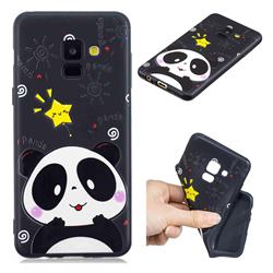 Cute Bear 3D Embossed Relief Black TPU Cell Phone Back Cover for Samsung Galaxy A8 2018 A530