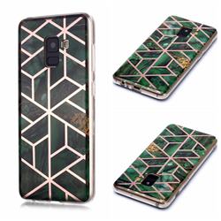 Green Rhombus Galvanized Rose Gold Marble Phone Back Cover for Samsung Galaxy A8 2018 A530