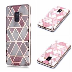 Pink Rhombus Galvanized Rose Gold Marble Phone Back Cover for Samsung Galaxy A8 2018 A530