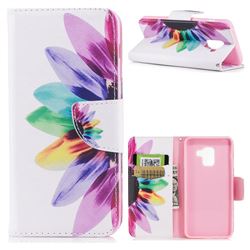 Seven-color Flowers Leather Wallet Case for Samsung Galaxy A8 2018 A530