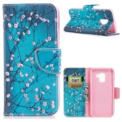 Blue Plum Leather Wallet Case for Samsung Galaxy A8 2018 A530