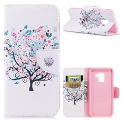 Colorful Tree Leather Wallet Case for Samsung Galaxy A8 2018 A530