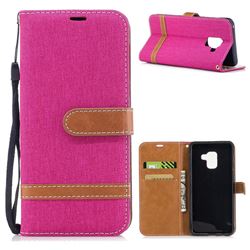 Jeans Cowboy Denim Leather Wallet Case for Samsung Galaxy A8 2018 A530 - Rose