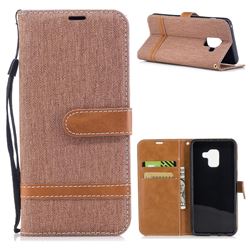 Jeans Cowboy Denim Leather Wallet Case for Samsung Galaxy A8 2018 A530 - Brown