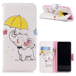 Umbrella Elephant Leather Wallet Case for Samsung Galaxy A8 2018 A530