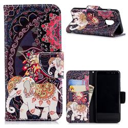 Totem Flower Elephant Leather Wallet Case for Samsung Galaxy A8 2018 A530