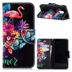 Flowers Flamingos Leather Wallet Case for Samsung Galaxy A8 2018 A530