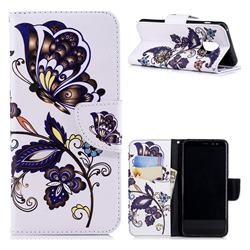 Butterflies and Flowers Leather Wallet Case for Samsung Galaxy A8 2018 A530