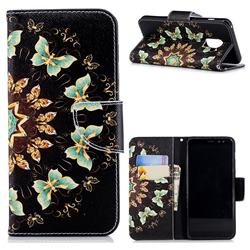 Circle Butterflies Leather Wallet Case for Samsung Galaxy A8 2018 A530