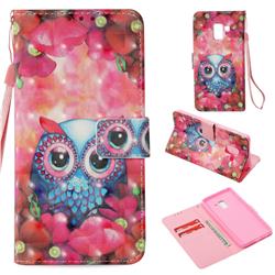 Flower Owl 3D Painted Leather Wallet Case for Samsung Galaxy A8 2018 A530