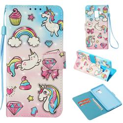 Diamond Pony 3D Painted Leather Wallet Case for Samsung Galaxy A8 2018 A530