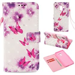 Stamen Butterfly 3D Painted Leather Wallet Case for Samsung Galaxy A8 2018 A530