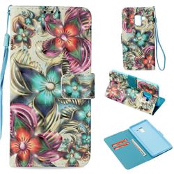 Kaleidoscope Flower 3D Painted Leather Wallet Case for Samsung Galaxy A8 2018 A530