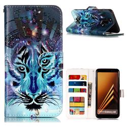 Ice Wolf 3D Relief Oil PU Leather Wallet Case for Samsung Galaxy A8 2018 A530