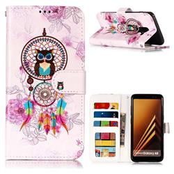 Wind Chimes Owl 3D Relief Oil PU Leather Wallet Case for Samsung Galaxy A8 2018 A530