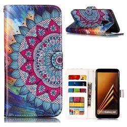 Mandala Flower 3D Relief Oil PU Leather Wallet Case for Samsung Galaxy A8 2018 A530