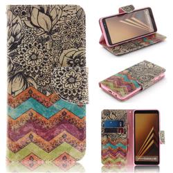 Wave Flower PU Leather Wallet Case for Samsung Galaxy A8 2018 A530