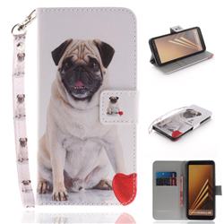 Pug Dog Hand Strap Leather Wallet Case for Samsung Galaxy A8 2018 A530
