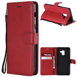 Retro Greek Classic Smooth PU Leather Wallet Phone Case for Samsung Galaxy A8 2018 A530 - Red