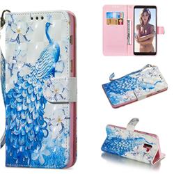 Blue Peacock 3D Painted Leather Wallet Phone Case for Samsung Galaxy A8 2018 A530