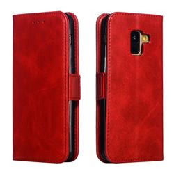 Retro Classic Calf Pattern Leather Wallet Phone Case for Samsung Galaxy A8 2018 A530 - Red