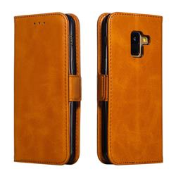 Retro Classic Calf Pattern Leather Wallet Phone Case for Samsung Galaxy A8 2018 A530 - Yellow
