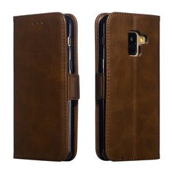 Retro Classic Calf Pattern Leather Wallet Phone Case for Samsung Galaxy A8 2018 A530 - Brown