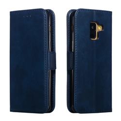 Retro Classic Calf Pattern Leather Wallet Phone Case for Samsung Galaxy A8 2018 A530 - Blue