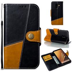 Retro Magnetic Stitching Wallet Flip Cover for Samsung Galaxy A8 2018 A530 - Black
