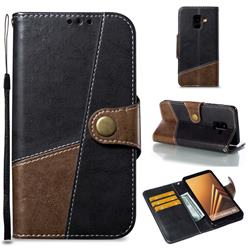 Retro Magnetic Stitching Wallet Flip Cover for Samsung Galaxy A8 2018 A530 - Dark Gray