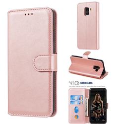 Retro Calf Matte Leather Wallet Phone Case for Samsung Galaxy A8 2018 A530 - Pink
