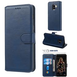 Retro Calf Matte Leather Wallet Phone Case for Samsung Galaxy A8 2018 A530 - Blue