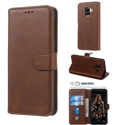 Retro Calf Matte Leather Wallet Phone Case for Samsung Galaxy A8 2018 A530 - Brown