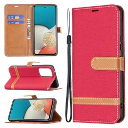 Jeans Cowboy Denim Leather Wallet Case for Samsung Galaxy A53 5G - Red