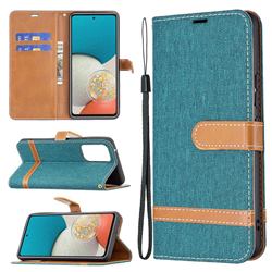 Jeans Cowboy Denim Leather Wallet Case for Samsung Galaxy A53 5G - Green