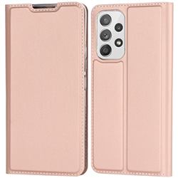 Ultra Slim Card Magnetic Automatic Suction Leather Wallet Case for Samsung Galaxy A53 5G - Rose Gold