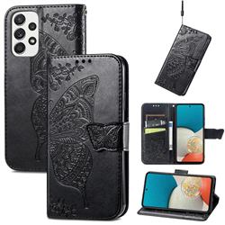 Embossing Mandala Flower Butterfly Leather Wallet Case for Samsung Galaxy A53 5G - Black