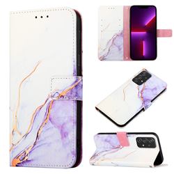 Purple White Marble Leather Wallet Protective Case for Samsung Galaxy A53 5G