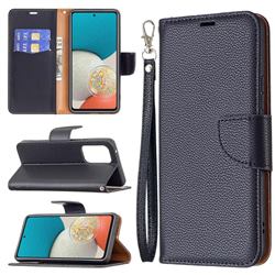 Classic Luxury Litchi Leather Phone Wallet Case for Samsung Galaxy A53 5G - Black