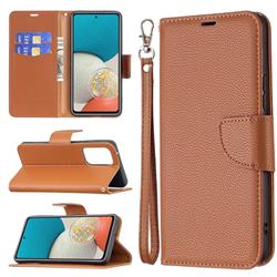 Classic Luxury Litchi Leather Phone Wallet Case for Samsung Galaxy A53 5G - Brown